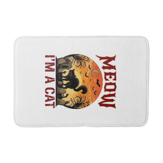 Miauw Kat Halloween Zwarte Begraafplaats_1 Badmat (Voorkant)