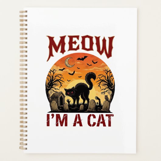 Miauw Kat Halloween Zwarte Begraafplaats_1 Planner (Voorkant)