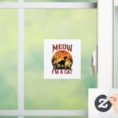 Miauw Kat Halloween Zwarte Begraafplaats_1 Raamsticker (Huis)