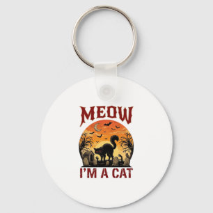 Miauw Kat Halloween Zwarte Begraafplaats_1 Sleutelhanger