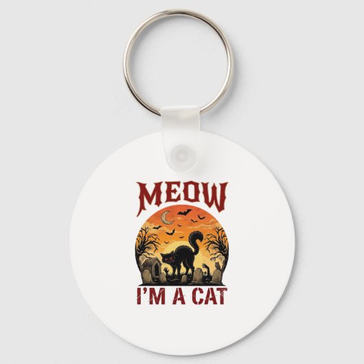 Miauw Kat Halloween Zwarte Begraafplaats_1 Sleutelhanger (Voorkant)
