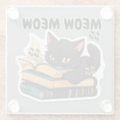 Miauw kat lezen boek glazen onderzetter (Achterkant)