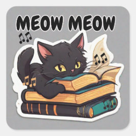 Miauw kat lezen boek vierkante sticker