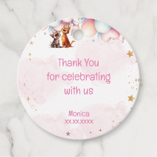 Miauw-katten miauw-logische kinderen verjaardag da bedankjes labels (Voorkant)