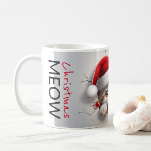 Miauw kerstkitten met santa pet koffiemok