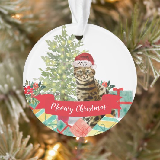 Miauw Kerstmis Bengaalse Kat Ornament (Boom)