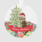 Miauw Kerstmis Bengaalse Kat Ornament (voorkant)