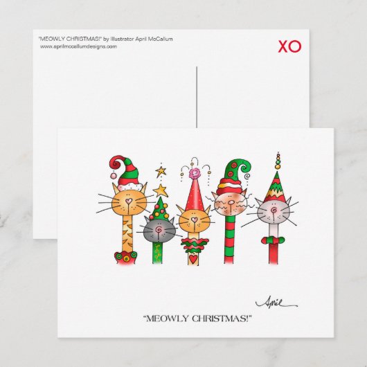 MIAUW KERSTMIS! Briefkaart (Voorkant / Achterkant)