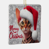 Miauw Kerstmis Devon Rex Kat, Kerstman Kat Keramisch Ornament (Rechts)