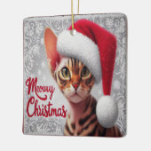Miauw Kerstmis Devon Rex Kat, Kerstman Kat Keramisch Ornament (Links)