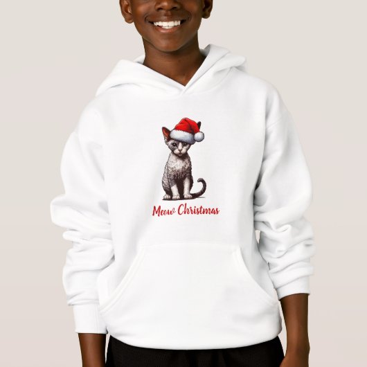 Miauw Kerstmis Devon Rex Kat, Kerstmis Santa Kitte (Voorkant)