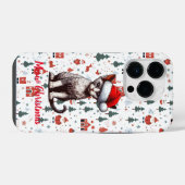 Miauw Kerstmis Devon Rex Kat, Kerstmis Santa Kitte iPhone Hoesje (Achterkant horizontaal)