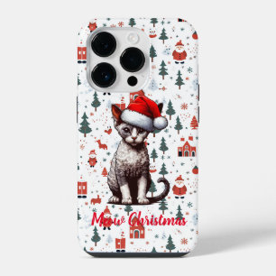 Miauw Kerstmis Devon Rex Kat, Kerstmis Santa Kitte iPhone 14 Plus Hoesje