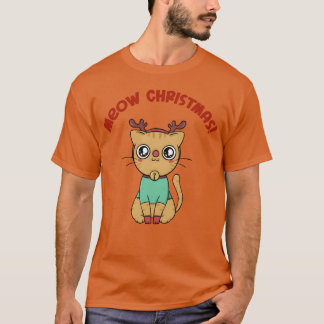 Miauw Kerstmis grappig T-shirt