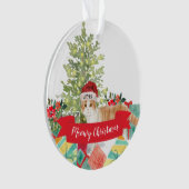 Miauw Kerstmis Schotse Fold Kat Ornament (voorkant)