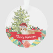 Miauw Kerstmis Schotse Fold Kat Ornament (voorkant)