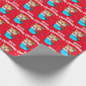 Miauw Kerstpatroon Fun Cat Kerst Wrap Cadeaupapier (Hoek)