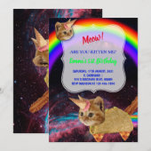 MIAUW! Kitten ruimte partij uitnodiging (Voorkant / Achterkant)
