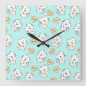 Miauw Kittens Pattern – Schattigee Cat Wall Clock Vierkante Klok (Voorkant)
