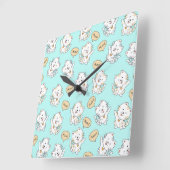 Miauw Kittens Pattern – Schattigee Cat Wall Clock Vierkante Klok (Hoek)