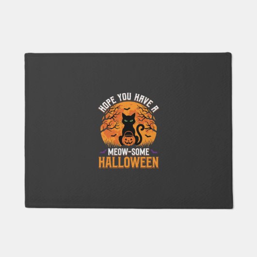 Miauw-leuke Halloween Zwarte Kat Deurmat (Voorkant)