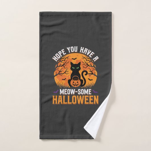 Miauw-leuke Halloween Zwarte Kat Handdoek (Handdoek)