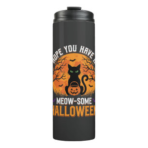 Miauw-leuke Halloween Zwarte Kat Thermosbeker