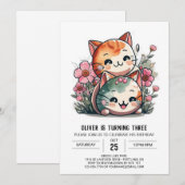 Miauw Magic Waterverf Verjaardag Kaart (Voorkant / Achterkant)