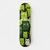 Miauw Mania - Schattig Groene Doodle Kat Lover Persoonlijk Skateboard (Voorkant)