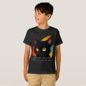 Miauw Meester | Donker Kinderen Cat T-shirt (Voorkant volledig)