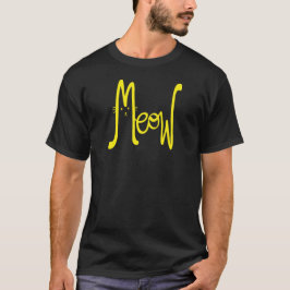 Miauw Minimal Yellow Modern Script Cat Dad Typo T-shirt