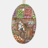 Miauw op de markt keramisch ornament (Links)