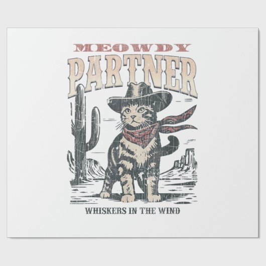 Miauw Partner Cowboy Kat Cadeaupapier (Vlak)