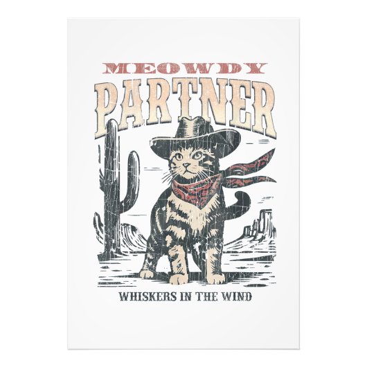 Miauw Partner Cowboy Kat  Foto Afdruk (Voorkant)
