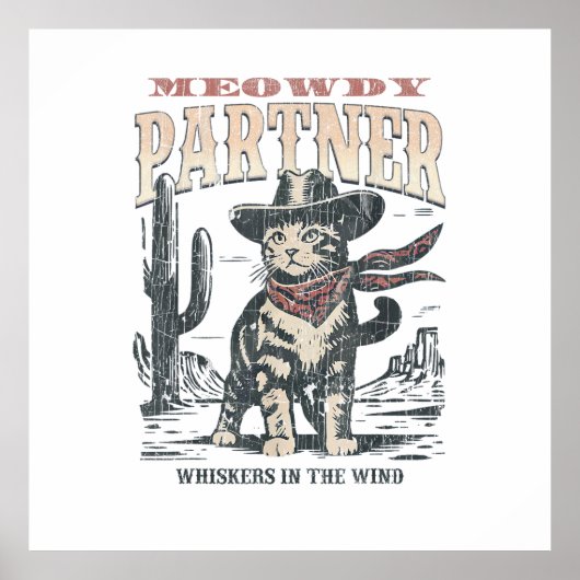 Miauw Partner Cowboy Kat  Poster (Voorkant)