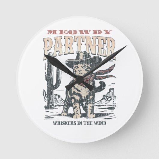 Miauw Partner Cowboy Kat Ronde Klok (Voorkant)