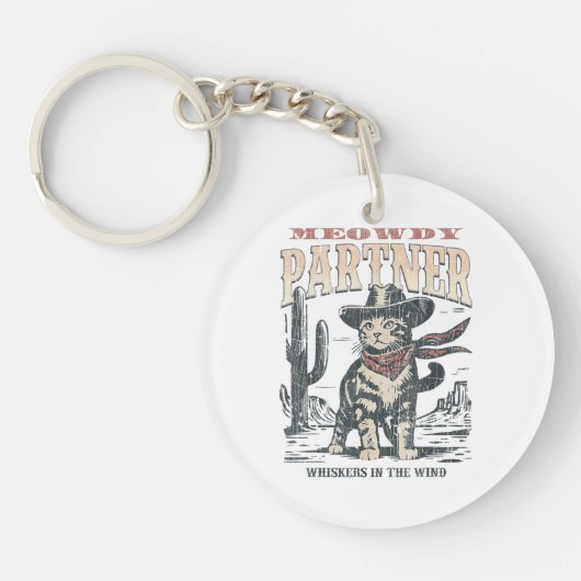 Miauw Partner Cowboy Kat  Sleutelhanger (Voorkant)