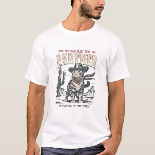 Miauw Partner Cowboy Kat  T-shirt (Voorkant)