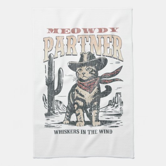 Miauw Partner Cowboy Kat  Theedoek (Verticaal)