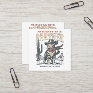 Miauw Partner Cowboy Kat  Vierkante Visitekaartje