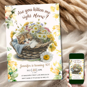 Miauw! Schattige Kitten Floral Kitty Cat 10e Verja Kaart