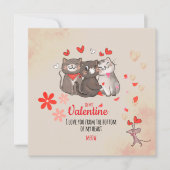 Miauw Schattigee Katten Valentijnse Kaart Flat Hol (Voorkant)