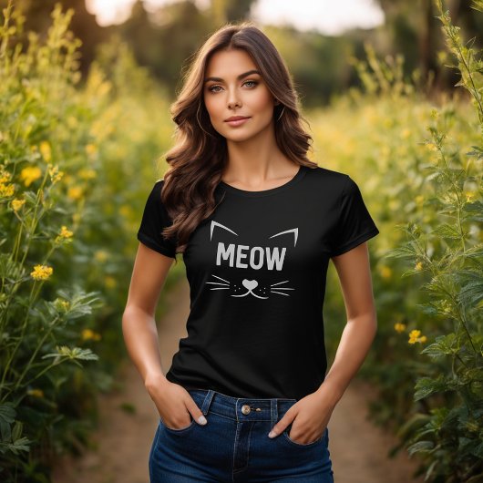 Miauw Shirt met grappig kattengezicht en cartoonpr