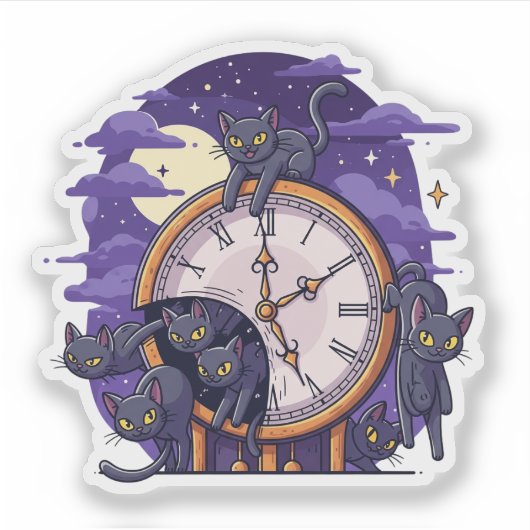 Miauw-tastic Midnight - Halloween Cat Takeover Sticker (Voorkant)