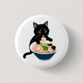 Miauw-tastisch Ramen Feest: Schattigee kattenbadge Ronde Button 3,2 Cm (Voorkant)