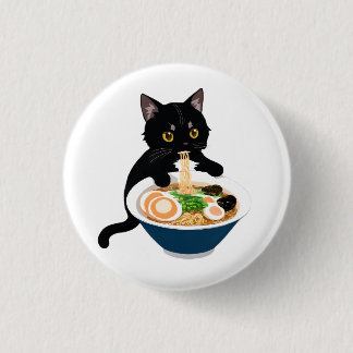 Miauw-tastisch Ramen Feest: Schattigee kattenbadge Ronde Button 3,2 Cm