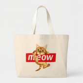 Miauw teken Kat ontwerp Grote Tote Bag (Voorkant)