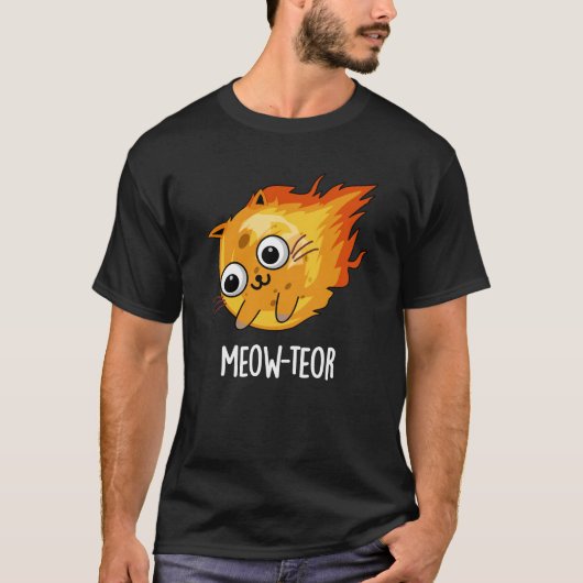 Miauw-teor Grappige Meteoor Woordspeling Donkere B T-shirt (Voorkant)