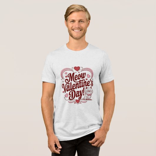 Miauw Valentijn Tri-Blend Shirt (Voorkant volledig)