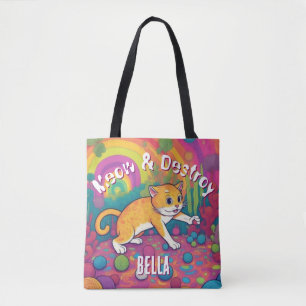 Miauw & Vernietigen Persoonlijke Grappige Kat Tote Bag